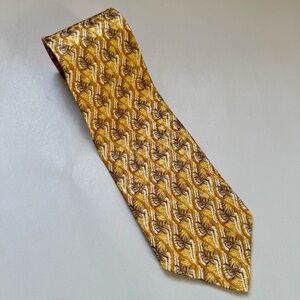 Ermenegildo‎ Zegna Regno Esclusivo Yellow Gold Silk Floral Tie Made in Italy
